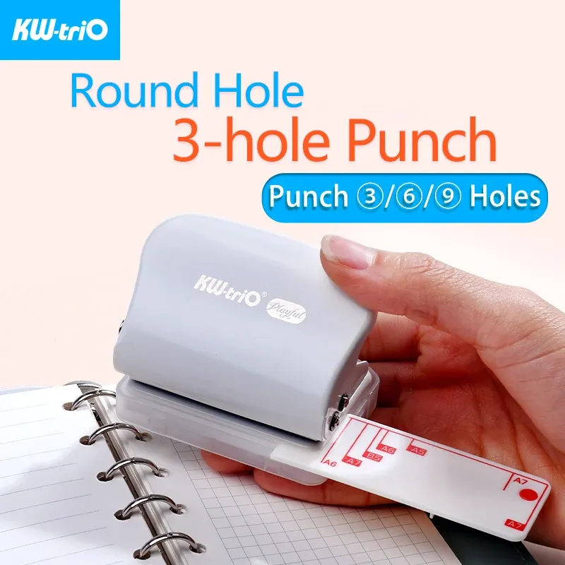 Punch kwtrio 3hole hole rond puncher perforateur en papier machine en papier coup de poing planteur trou de punch de punch de punch