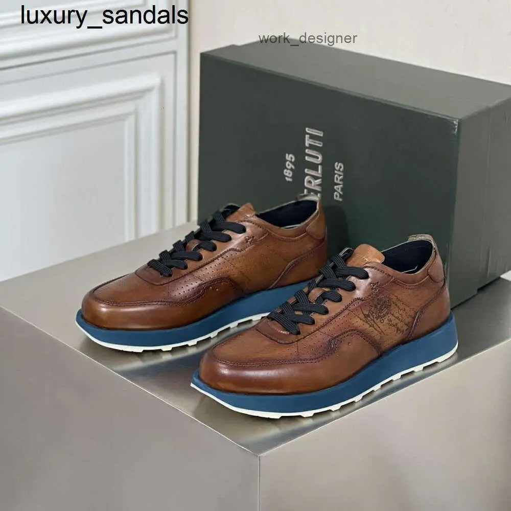 Berluti Business Leather Shoes Oxford Calfskin Handmade Top Quality Bru Cowhide Casual High end True Polished Colors Handsome Trendy Menwq 695Q