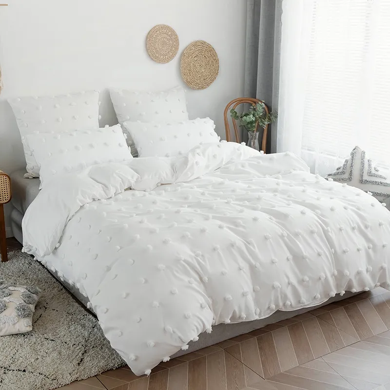 Thuis textiel beddengoedsets, luxe dekbedoverkuipcases, quiltafdekkingsets voor eenpersoonsbedden met één tweepersoonsbed, moderne minimalistische witte, 7 maten