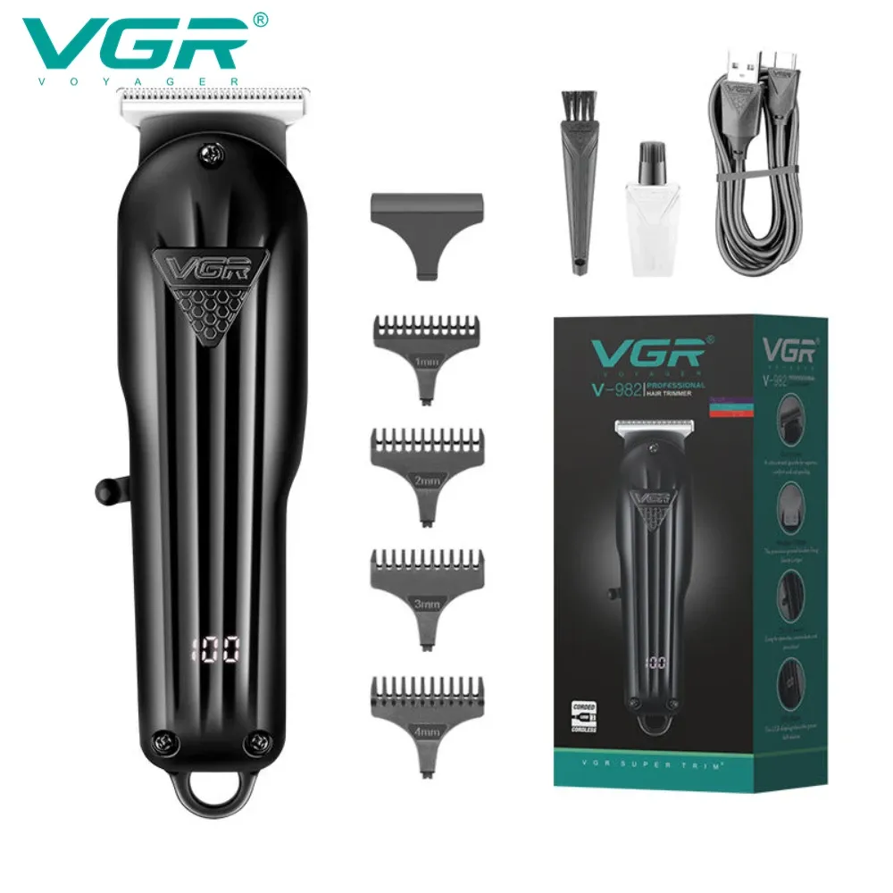 Clippers VGR Hair Clipper Cordless Haircut Hair Cutting Machine Professional Hair Trimmer Barber Digital Display Clipper For Men V982