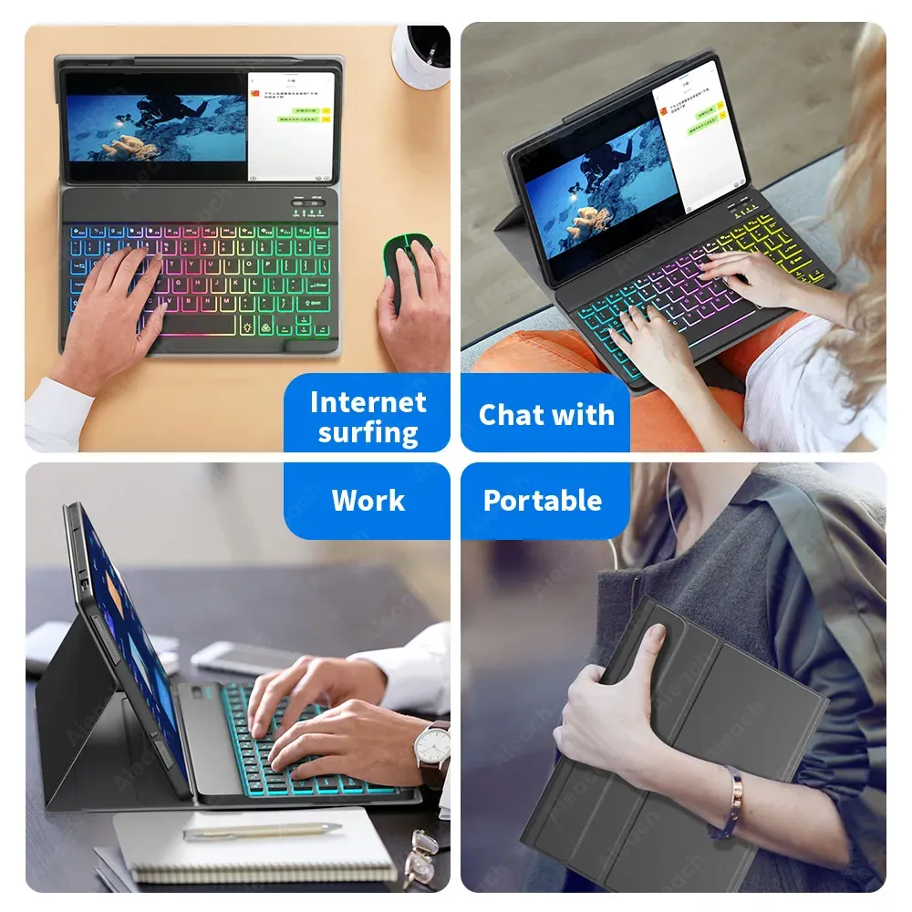 Accessoires Funda voor Xiaomi Pad 5 Case Keyboard Cover voor Xiaomi Mi Pad 5 Pro Case 2022 Russisch Spaans Franse regenboog Bluetooth -toetsenbord