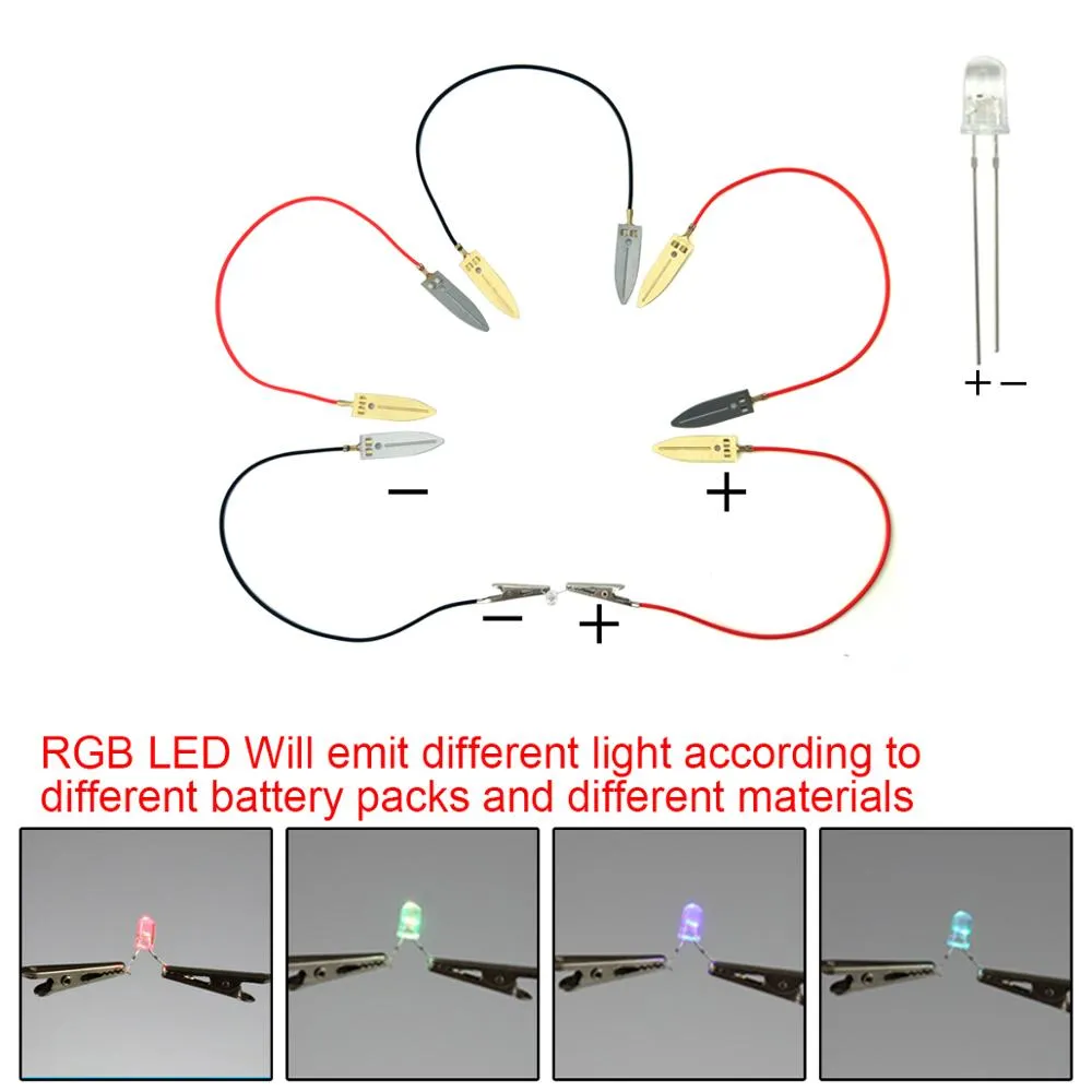 Fruktbatteri Science Experiment Kit med elektronisk klocka och RGB LED för DIY Home Teaching Toy, School Science Project