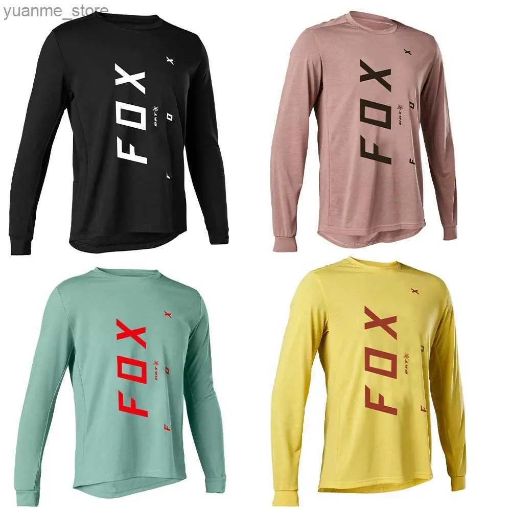 Chemises cyclables Tops pour hommes Bat Downhill Jersey Manches à manches longues Motocross Motocross Motorcycle sec rapide T-shirt Maillot Ciclismo Hombre Y240410