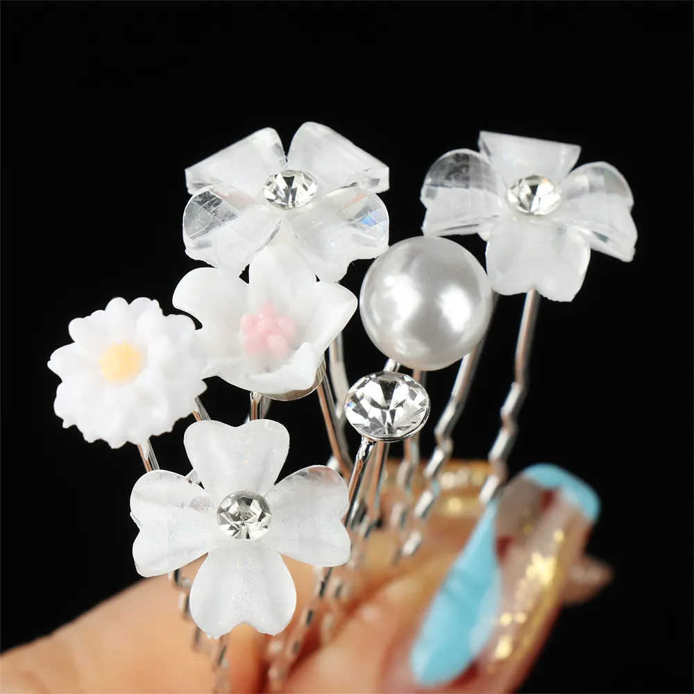 20pcs Bridal en forme de U Metal Barrette Clip Hairpins Hingestone Pearl Wedding Hairstyle Design Tools Femme Accessoires de cheveux