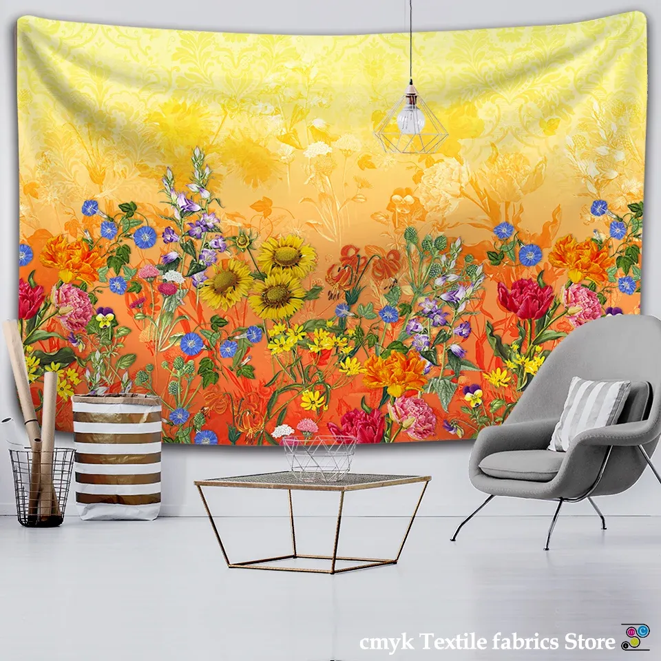 Färgglada blommor växter tapestry vintage örter tapestry vilda blommor tapestry vägg hängande natur landskap tapestry för levande