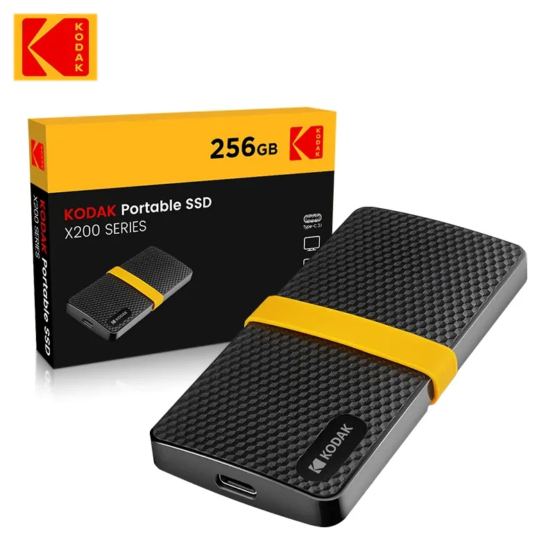 يقود Kodak USB3.1 Gen2 SSD 1TB القرص الصلب الخارجي 256GB 512GB 1TB الحالة الصلبة MINI PSSD للكمبيوتر المحمول للكمبيوتر الشخصي ديسكو DURO خارجي