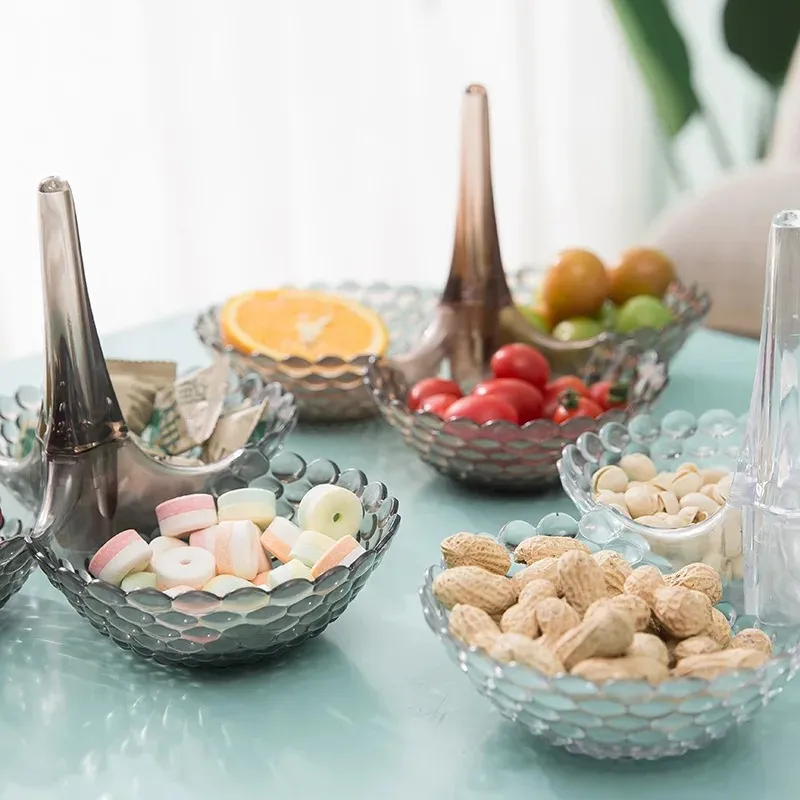 Simple couche empilable nouveau créatif européen plateau de fruits multifonctionnels de salon en plastique table de thé à la maison