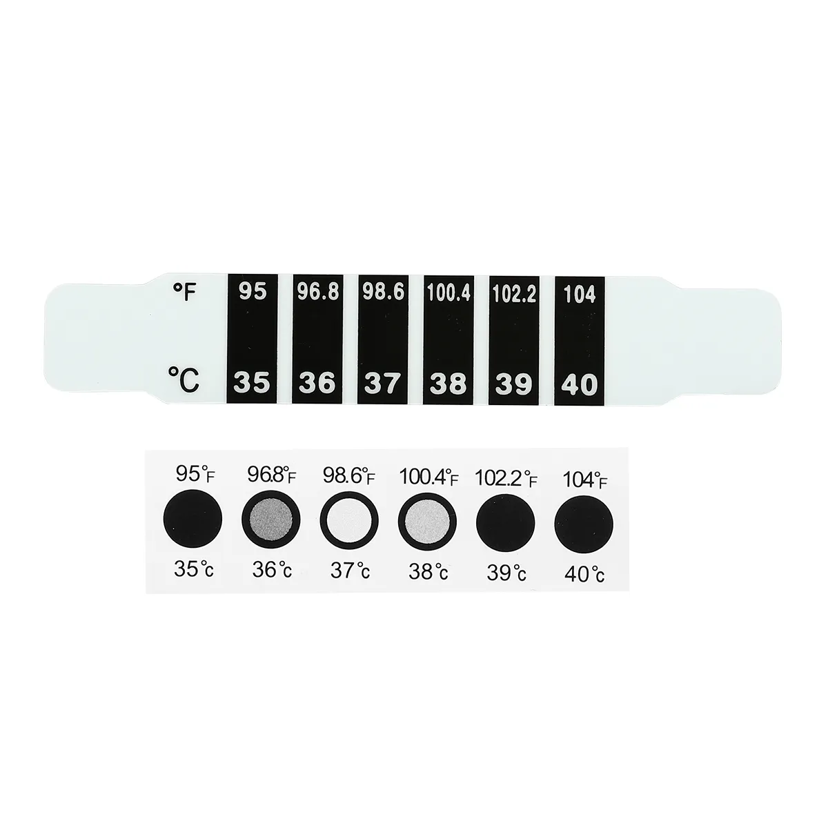 10-40 st återanvändbara huvudfeber temperatur klistermärken LCD termometer strip abs färgförändring pannans temperaturmätning klistermärke