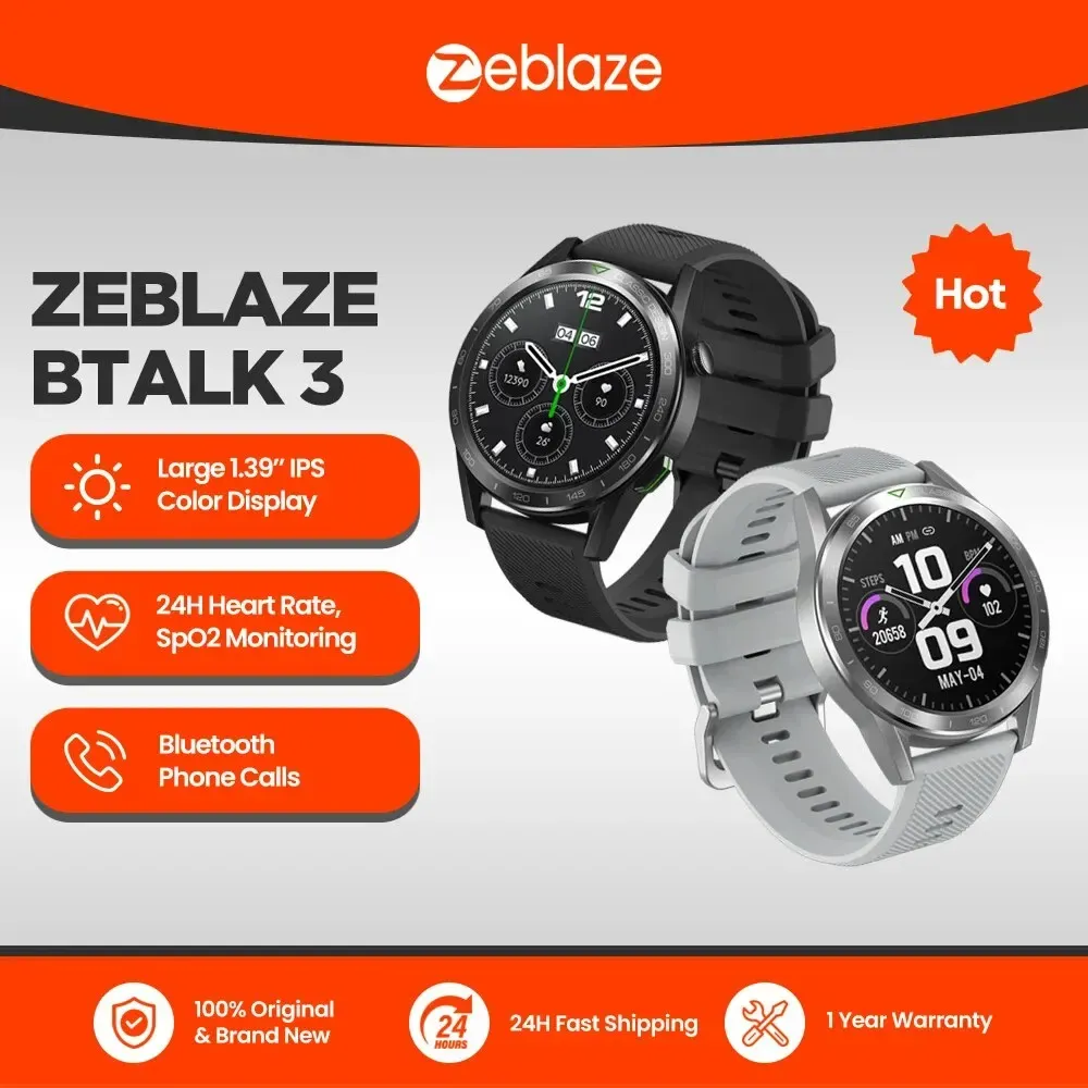 Guarda New Zeblaze Btalk 3 Smart Watch Ultra HD IPS Display Telefono di telefonate Bluetooth 24h Health 100+ Modalità sportiva Smartwatch per uomini donne