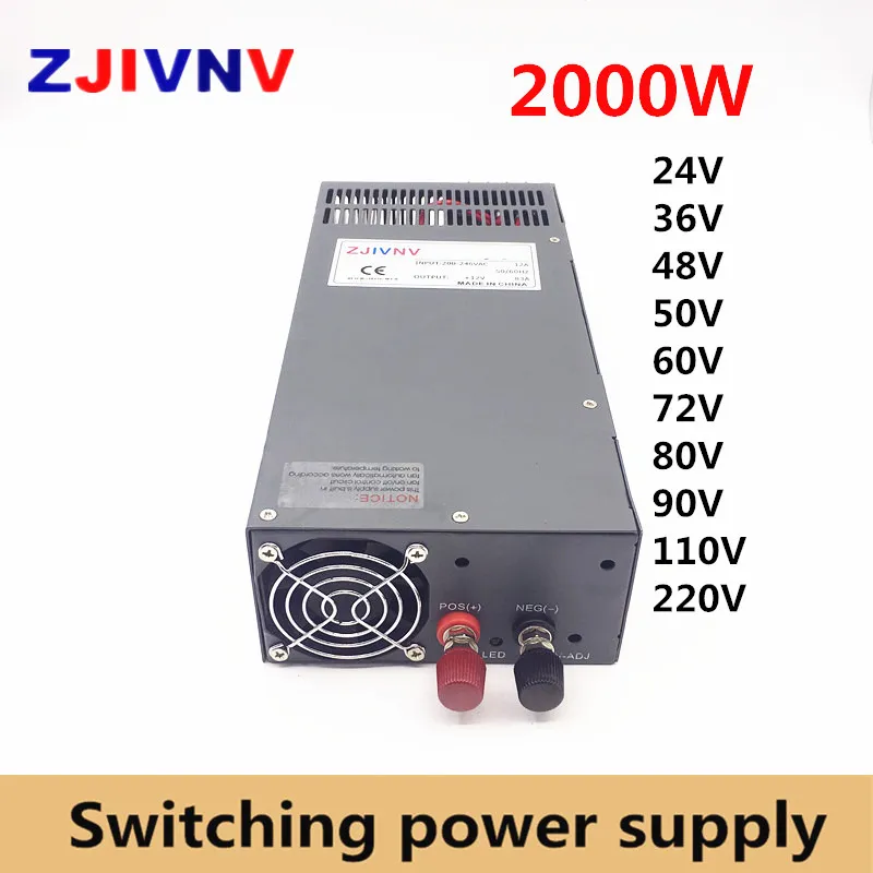 2000Wスイッチング電源SMPS AC-DC入力110V/220V出力24V 27V 36V 48V 50V 60V 72V 80V 110V 220V S-200000