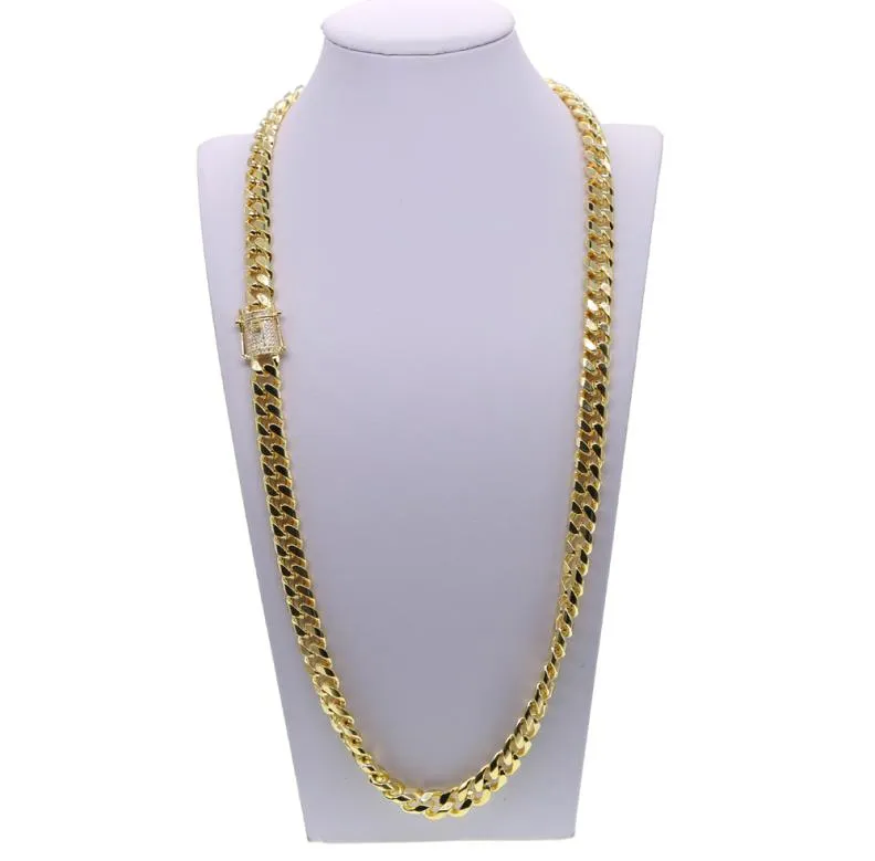 Hip hop cuban chain necklace with cz paved clasp for men jewelry with gold filled long chain cuban necklace mens jewelry7120958