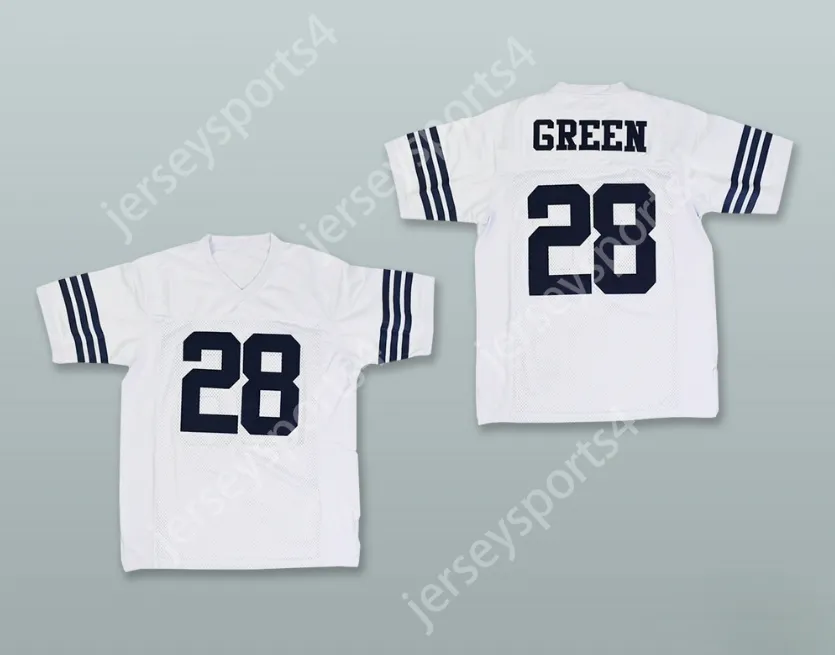 Custom Qualquer nome Número Mens Youth Darrell Green 28 Jesse H. Jones High School White Football Jersey Top Stitched S-6xl