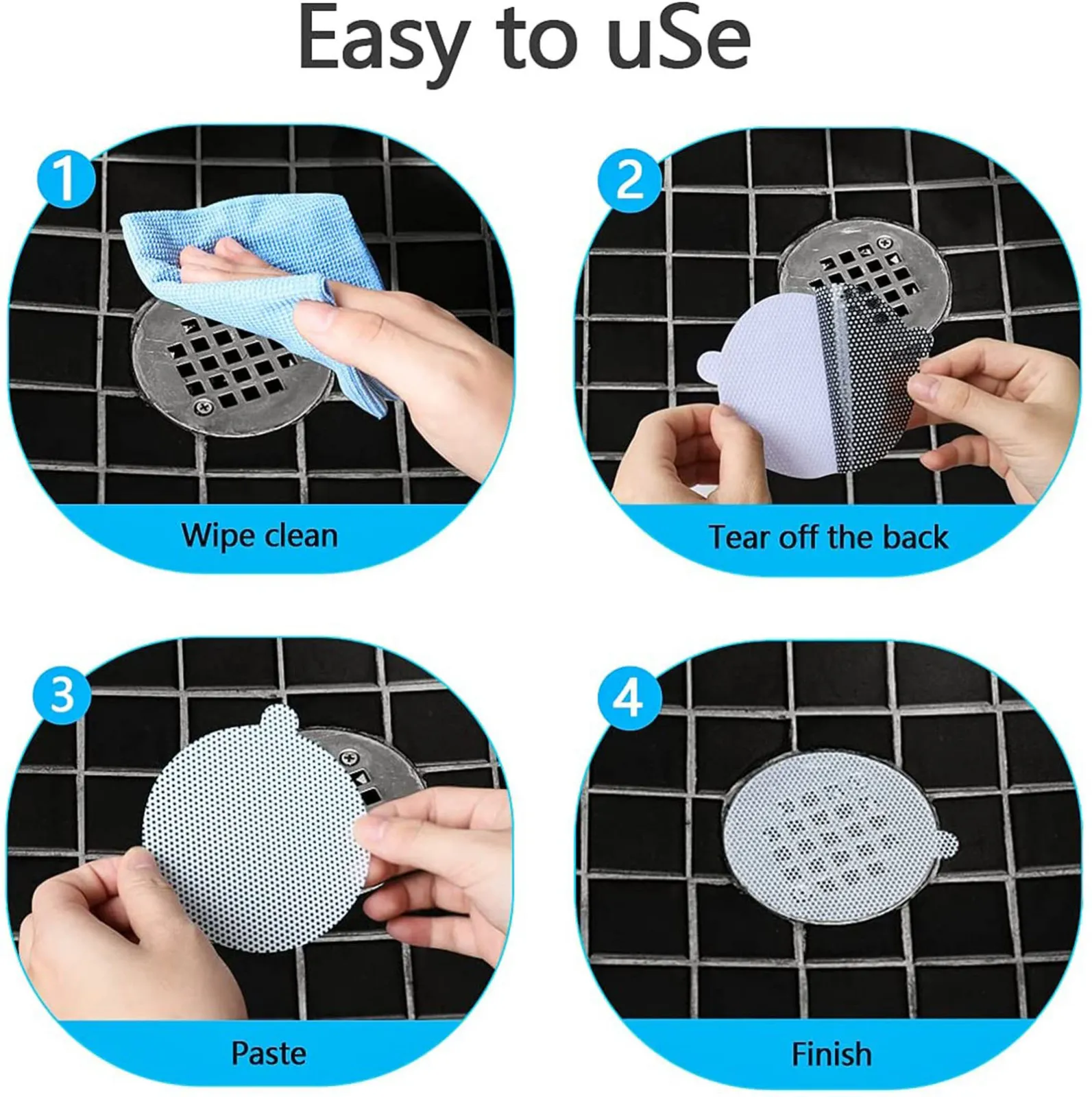 30 PCS Round Disposable Douche Drains Coiffeurs Catcher Mesh Stickers Bathroom Bathing Shower Hair Stoppers Catchers Net ACCESSOIRES