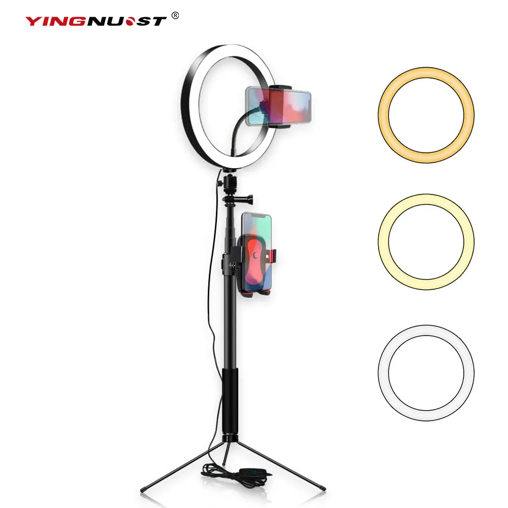 Dimmable LED Selfie Ring Light with 180cm Tripod for Makeup, Photography,  and Live Video Streaming