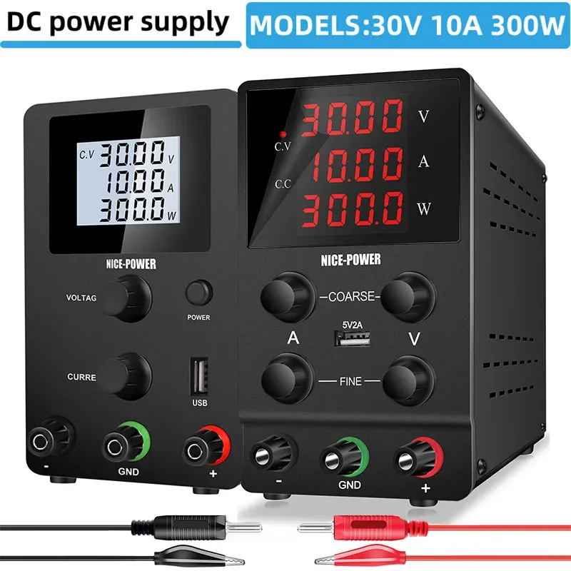 Cijfers USB Lab DC voeding Instelbaar 30V 10A/5A Nauwkeurige gereguleerde spanningsregelaar Switching Bench Bron 60V 5a 120V 3A