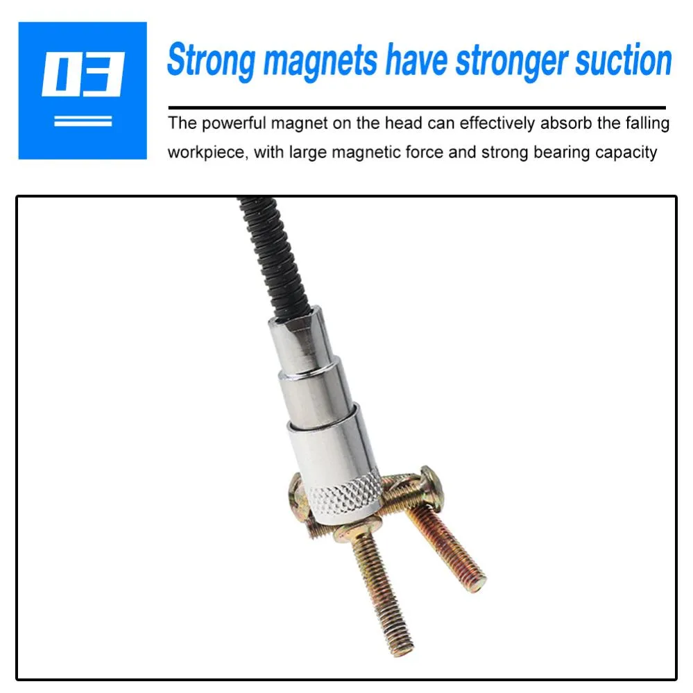 Narzędzie pickury magnetycznej 4 pazur magnetyczny długi zasięg wiosenny chwyt elastyczny łapacz z LED Light Light Toolet Sewer Tool