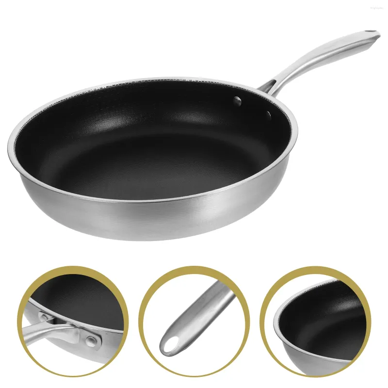 Pans Stainless Steel Omelette Pan Fry For Cooking Non-stick Frying Griddle Fried Egg