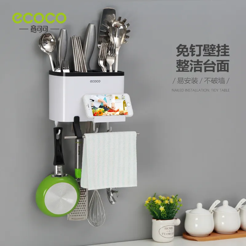 Wall-mounted Hollow Drain Chopstick Cage Multifunctional Storage Rack ...