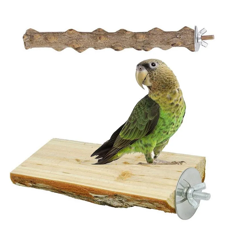 2PCS drewniany ptak Parrot Stand Uchwyt łapa szlifowanie grzbietu żucia Zabawki wisząca klatka klatka klatka