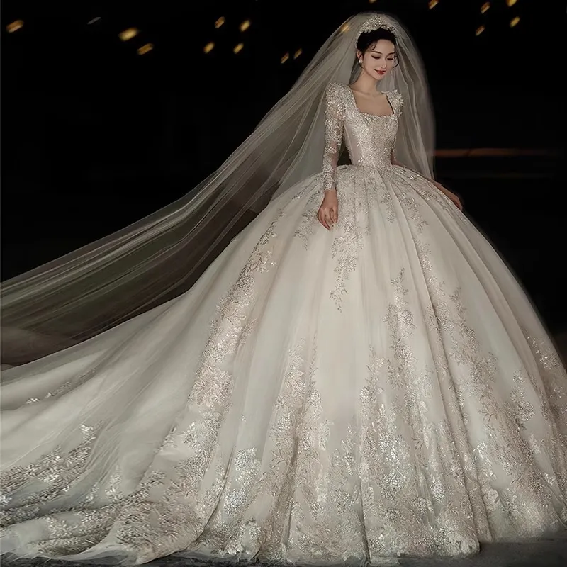 2024 Nuovi abiti da sposa a maniche lunghe di Nuove Dubai Arabi arabi