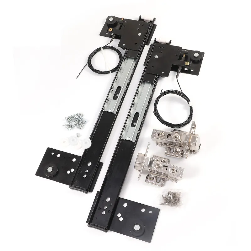 thumbnail image 2 of Hidden Flip-Up Cabinet Door Slide Rail Kit - 450mm Top-Mount Track With Hinges 2 of 10