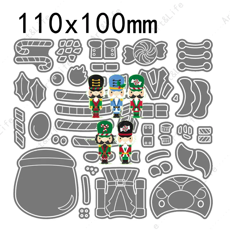 5-in 1 New Metal Cutting Dies The Nutcracker Christmas Soldiers Stencils for Scrapbooking Album Birthday Cards Embossing Die Cut