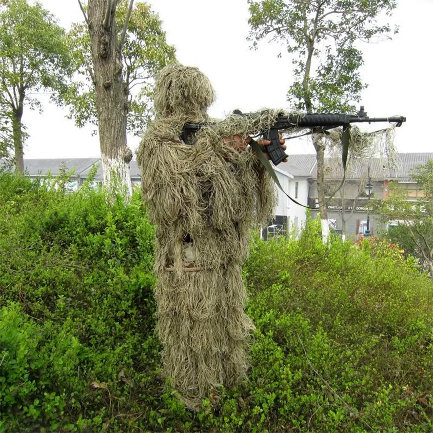 بدلة الصيد ghillie كامو الغابات مموهة الغابة ثلاثية الأبعاد الدعاوى التكتيكية القناصة مطاردة في الهواء الطلق بدلة الطيور الصيد في الهواء الطلق بدلة الطيور