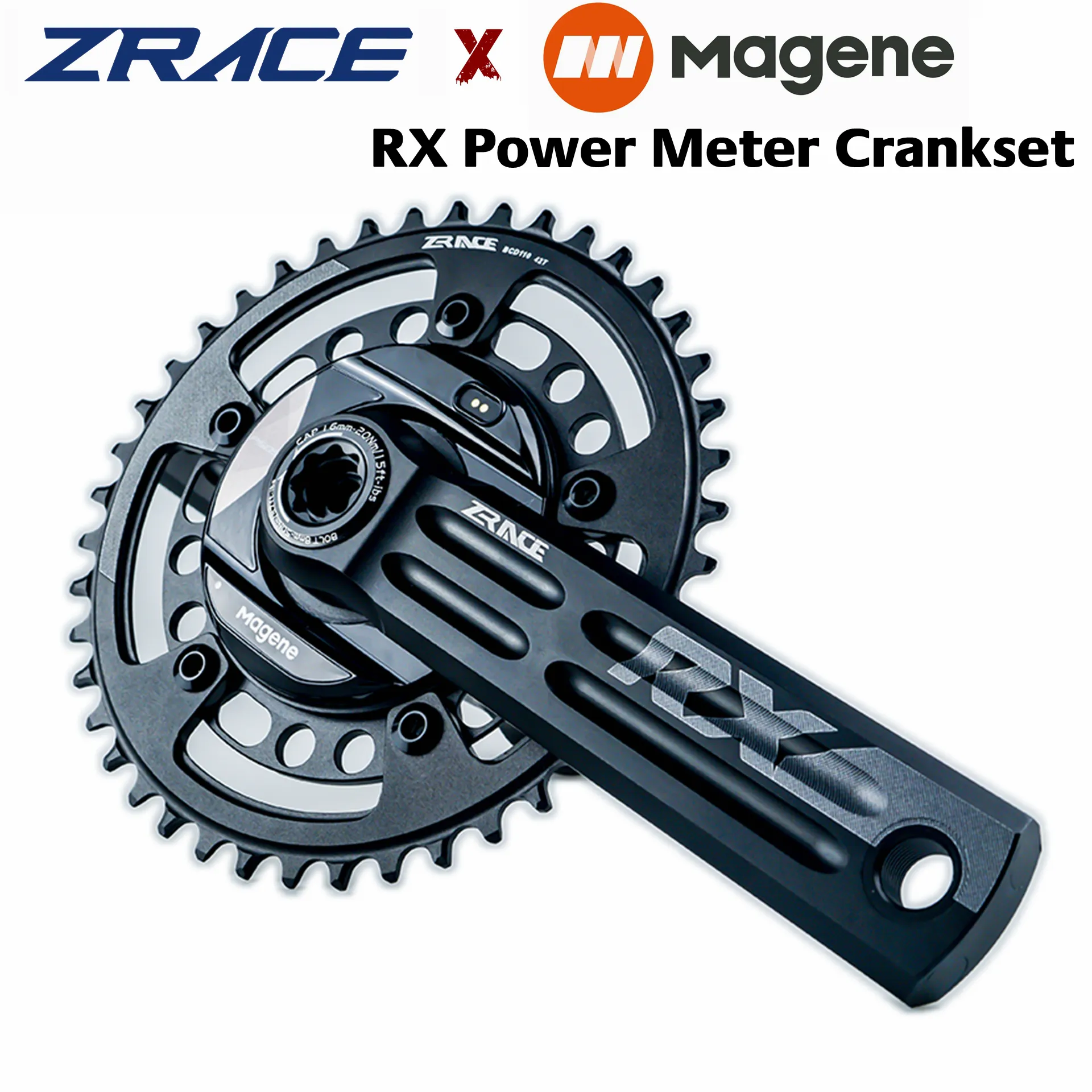 Zrace x Magene RX Power Meter Crankset 2 x 10/11/12スピードチェーンセット、ダブボトムブラケット、パワークランク、P505パワーメータースパイダー