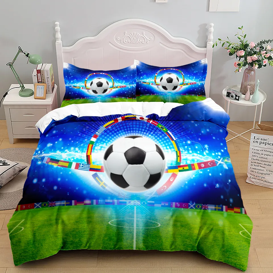 Football Bedding Set 3D Soccer Printed Boys Duvet Cover 135 Single Nordic Child Quilt Bed Cover Set Queen King Size Bedspreads
