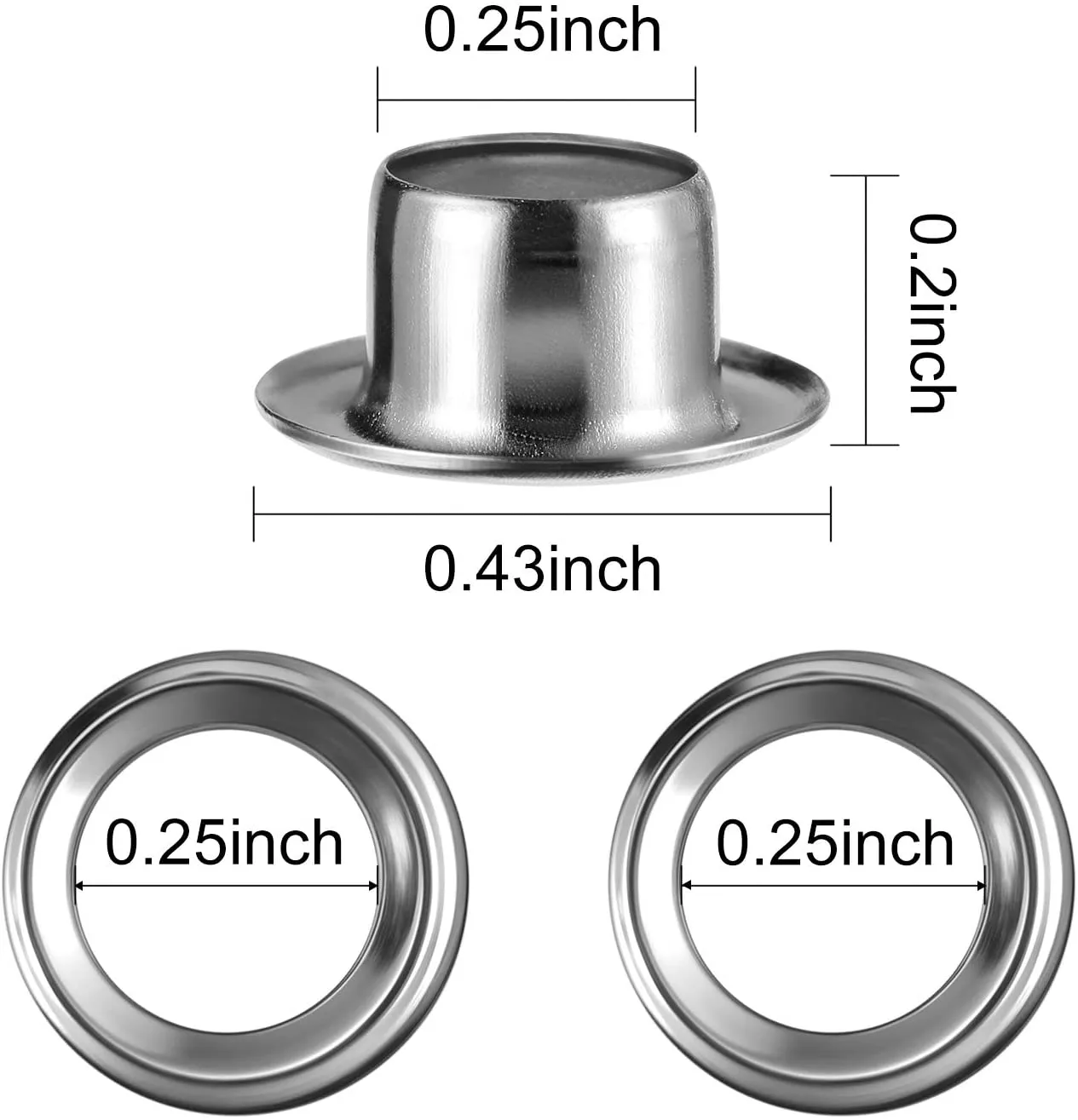 グロメットツールキット100セットグロメットアイレット6mm/8mm/10mm/12mm内径銀靴靴バッグレザークラフトDIY