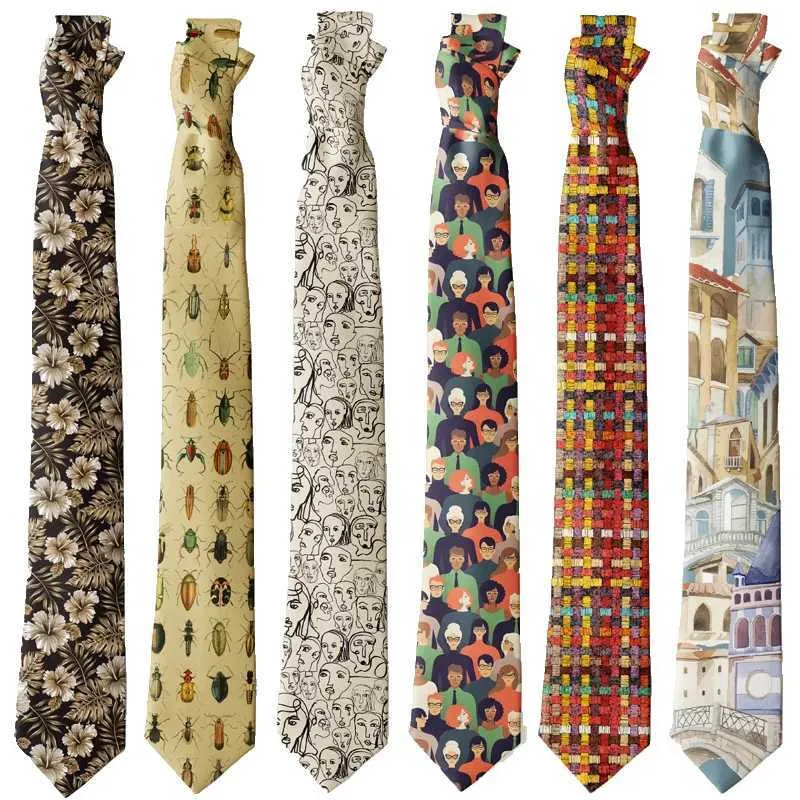 Neck Ties 8cm mens wedding tie fashionable printed collar Corbatas Gravata dress shirt bow tie gift collar mens party accessoriesC240410