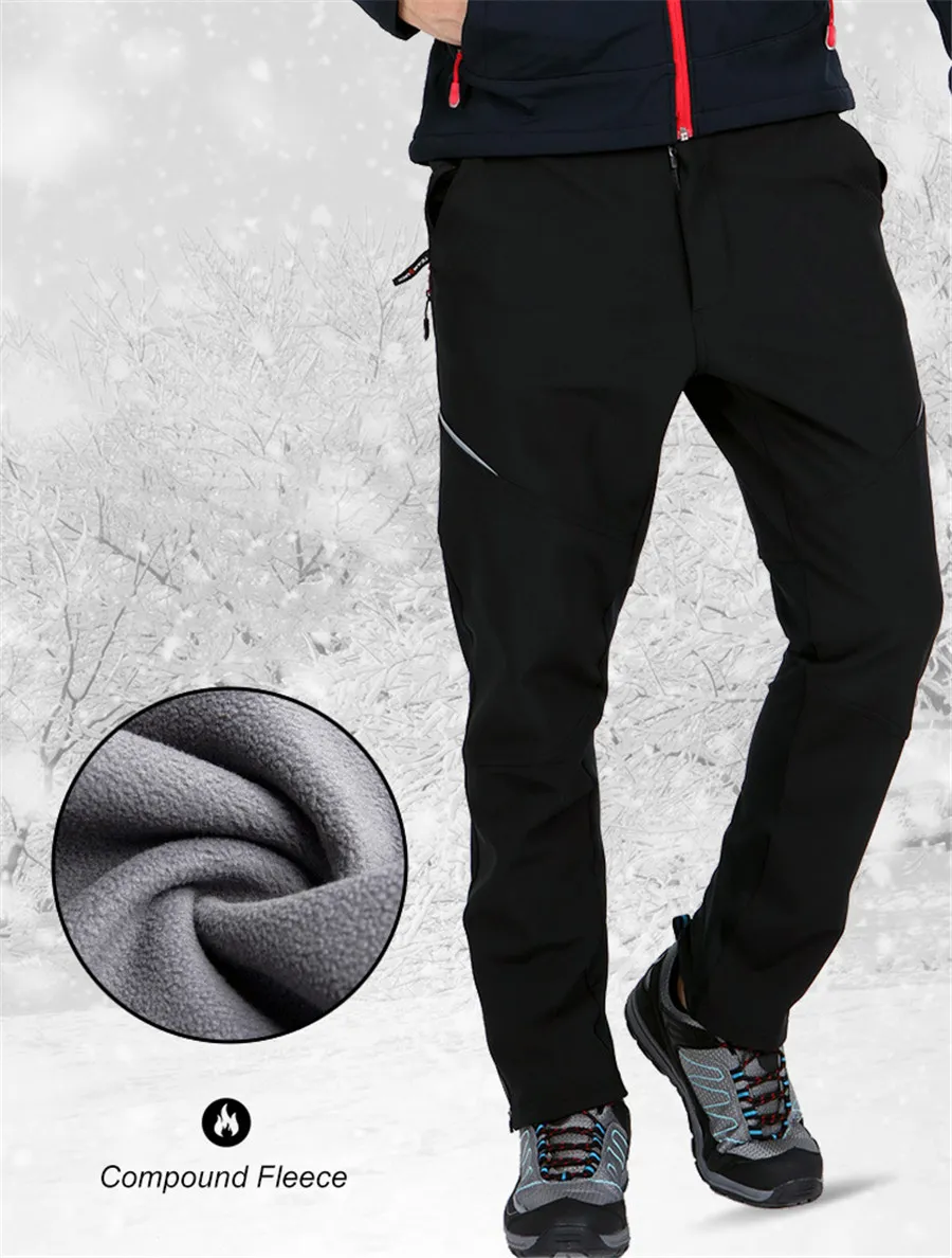 Men's Waterproof Insulated Hiking Pants with Fleece Lining and Zipper ...