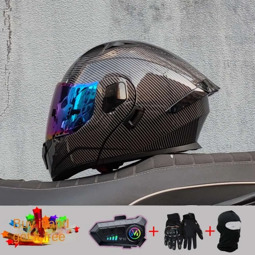 2024 Nova motocicleta Profissional Racing Virar capacete Absor ABS Material modular Lente dupla Capacetes Bluetooth Certificação DOT