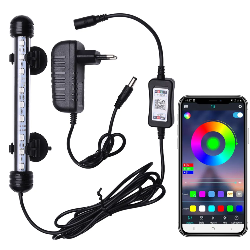 RGB Aquarium Light - Submersible LED Fish Tank Light with Clip, IP68 ...