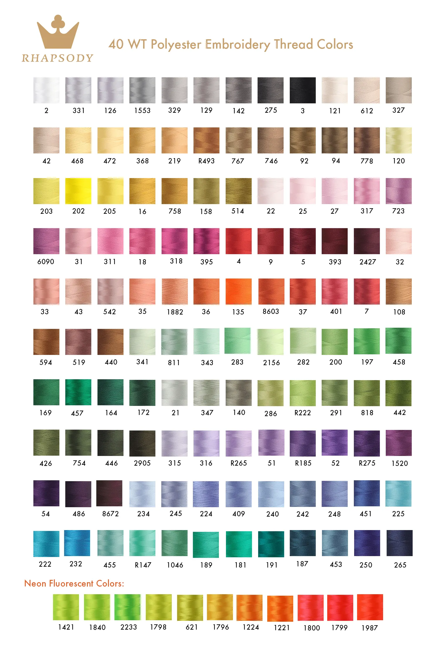 Rhapsody Thread Rhapsody 5000M 40WT 120D2 Polyester Embroidery Thread for Brother ...