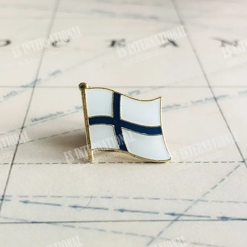 Finland National Flag brodery Patches Badge Bouclier et Pin de forme carrée