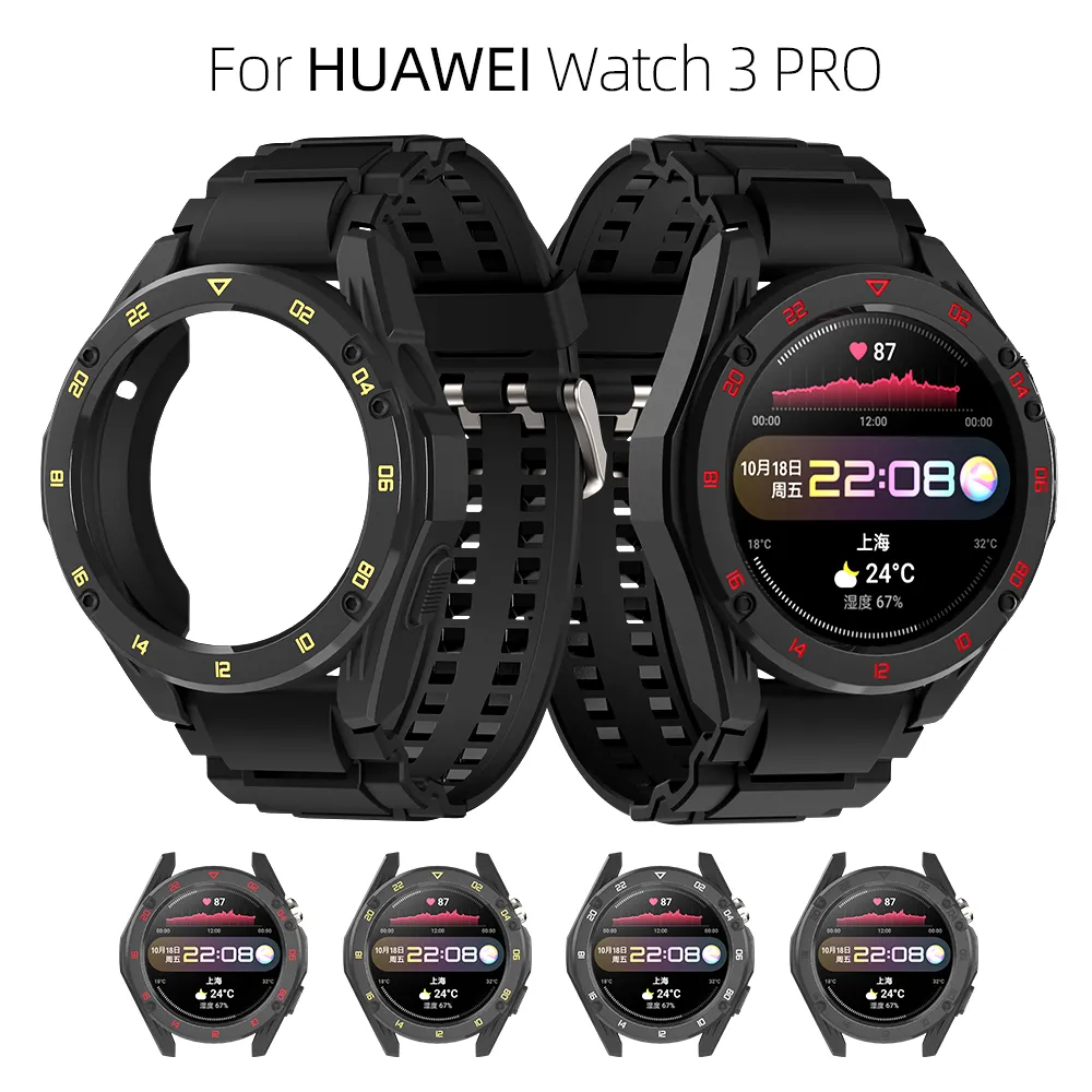 Huawei için Watch 3 Pro TPU Case Cover Band Strap Bilezik Şarj Cihazı Huawei Watch3 Pro Smartwatch Shell Koruyucu Aksesuarları