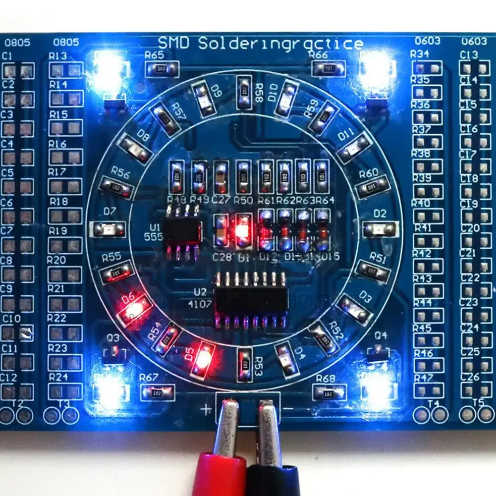 Prática de solda SMD Circuit Board Rotatable LED Kit de soldagem Módulo de placa PCB Kit componentes eletrônicos DIY