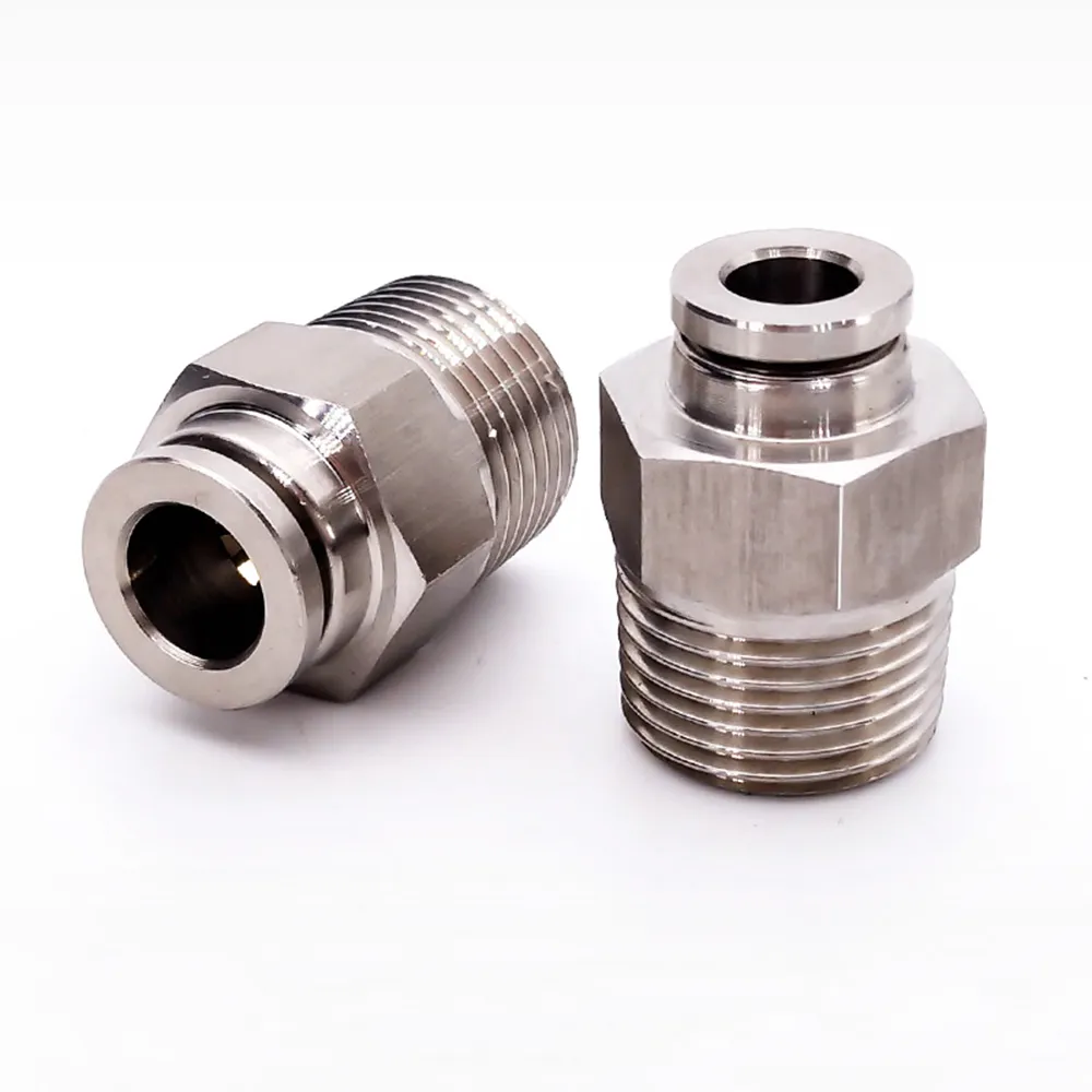 1st/Lot M5 1/8 "1/4" 3/8 "1/2" BSPT Male Pneumatic Nickel Plated Brass Push In Quick Connector Release Air Fiting VVS