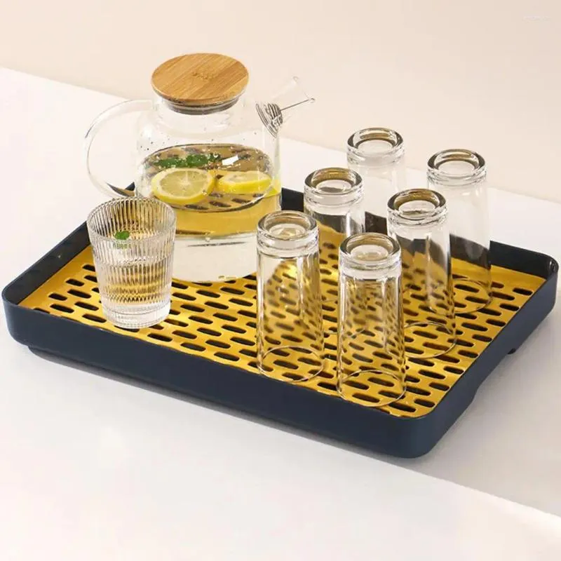 Tea Tray Large Double-Layer Hollow Design with Removable Cup Holder for ...