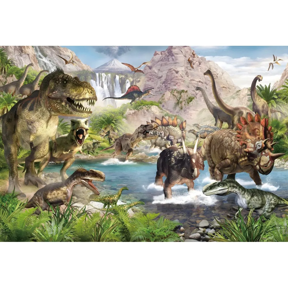 Bannière Anniversaire Dinosaure Avezano - Taille 7x5ft, Cartoon, Pour Enfants