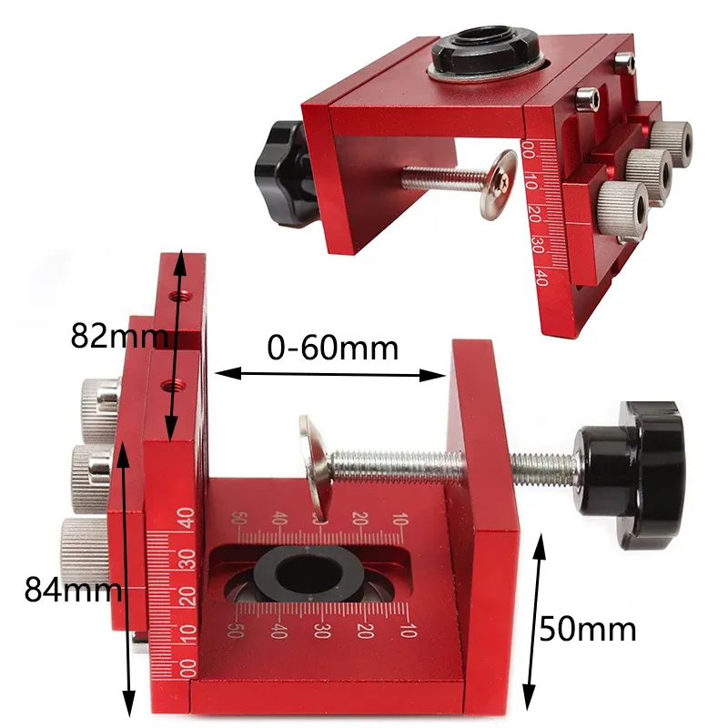 3 in 1調整可能なダウリングジグ垂直ホールパンチャードリルガイドロケーターツール6/8/10/15mmドリルビット木工ツール