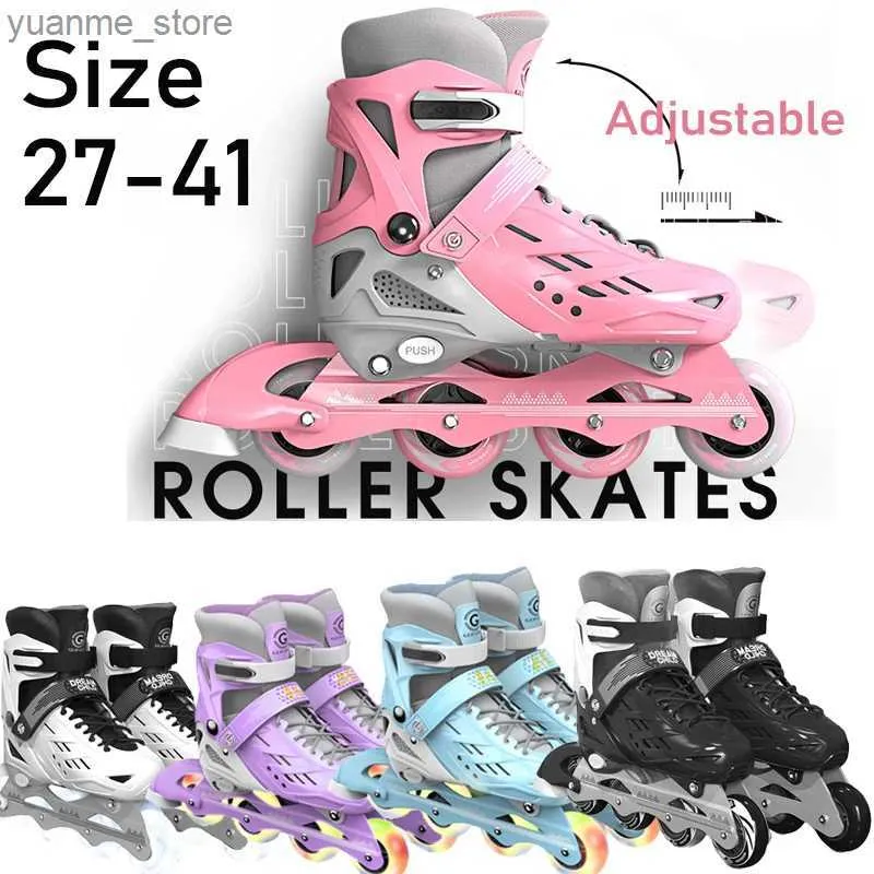 Inline rullskridskor storlek justerbar inline rullskridskor utomhus racing hastighet skridskoåkning 4 hjul skor gåvor professionell flash glid sneaker y240410