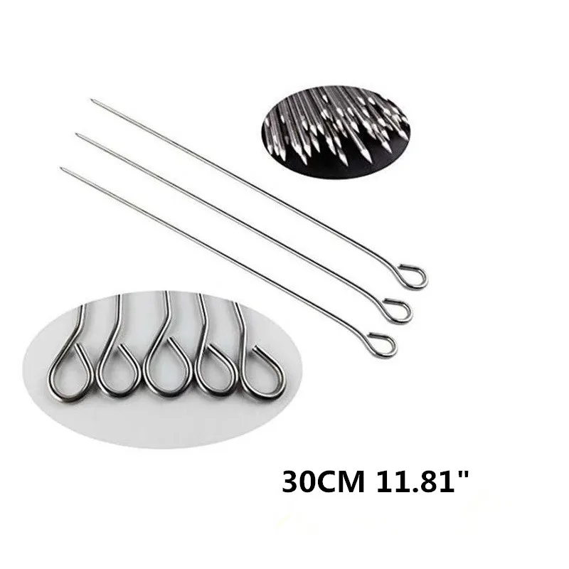 6/10/12pcs 30 cm 11,81 pollici di metallo barbecue shish kabob skewer set rotond bbq grill grill nego bbq accessori da picnic all'aperto