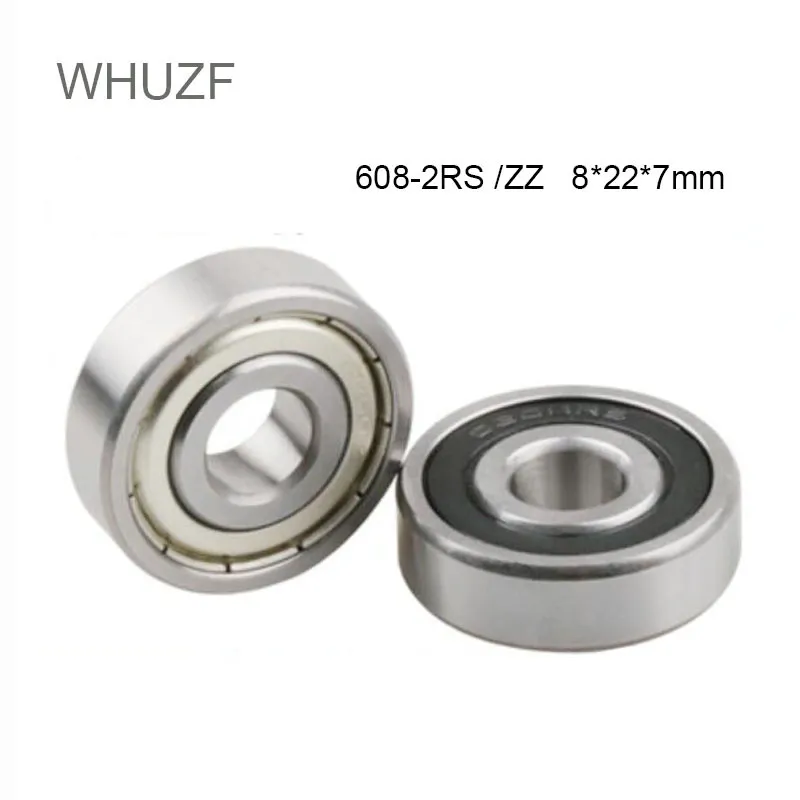 10 Pack 608-2RS Miniature Ball Bearings - Carbon Steel, Deep Groove, 8x22x7mm