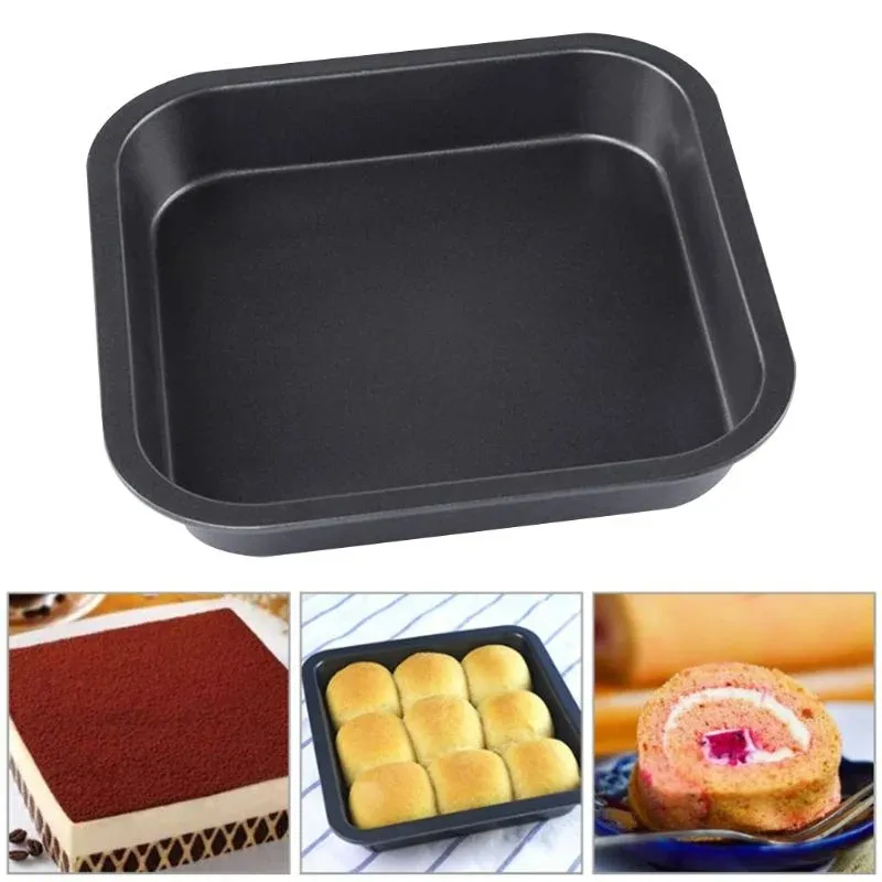 Non Stick Pizza Pan Bakeware Carbon Steel Square Deep Plate Tray Bread Cake Mold Kök Bakning Toolscarbon Steel Baking Tray