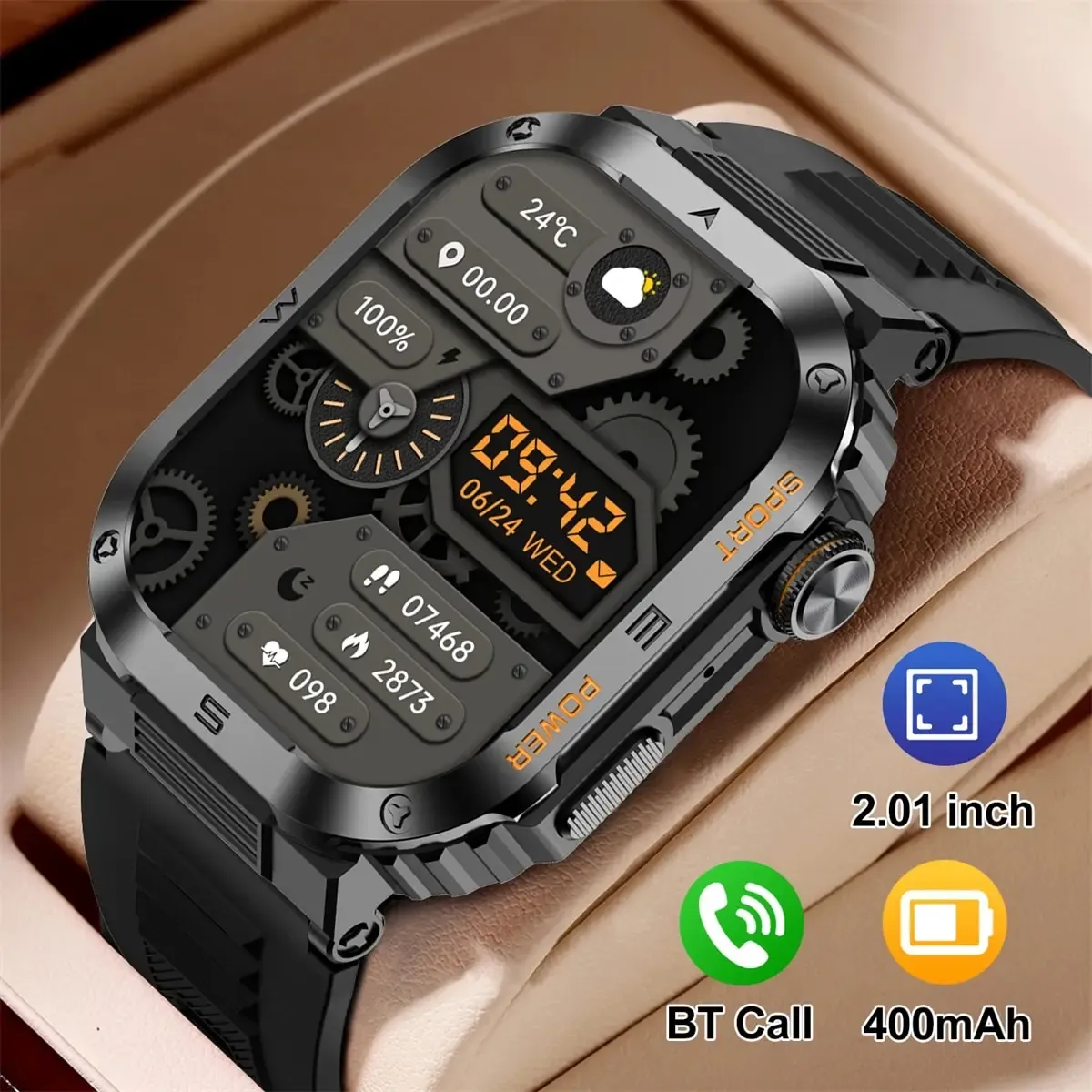 Uhren Smart Watch Männer Sport Bluetooth Call SmartWatch Starke Akkulaufzeit 100+ Übungsmodi IP68 wasserdichte Fitness Armbandwatchwatch