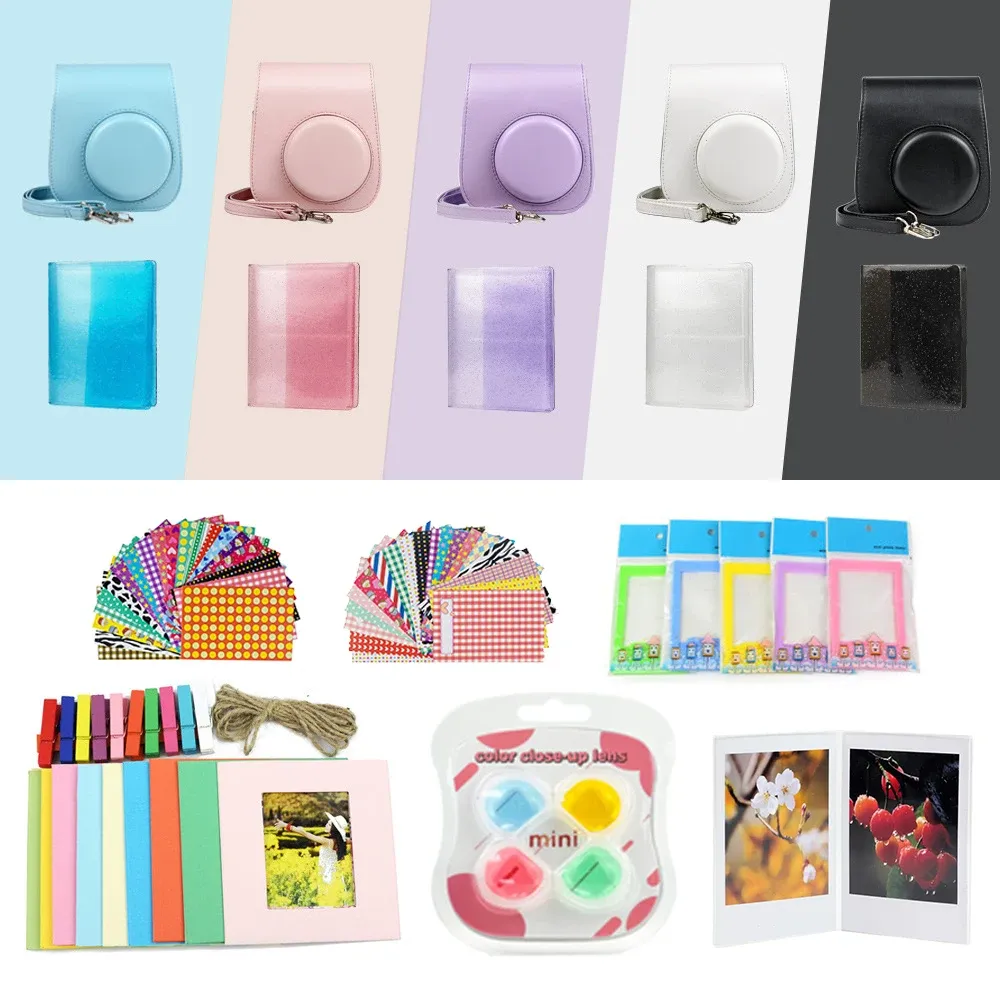 Camera New Fujifilm Instax Mini 11 Instant Camera Mini Case Protective Bag + 64 Pockets Photo Album + Color Filter + Stickers + Frames