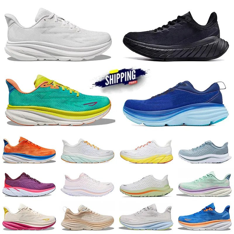 Designer Hokah Pink und Weiß Run Schuhe Hok Damen Größe 9 12 46 Clifton 9 Bondi 8 Clifton 8 Carbon X x2 x3 Kawana Hokka Mach 5 SR Athletic Tennis Sneakers Tenis Trainer