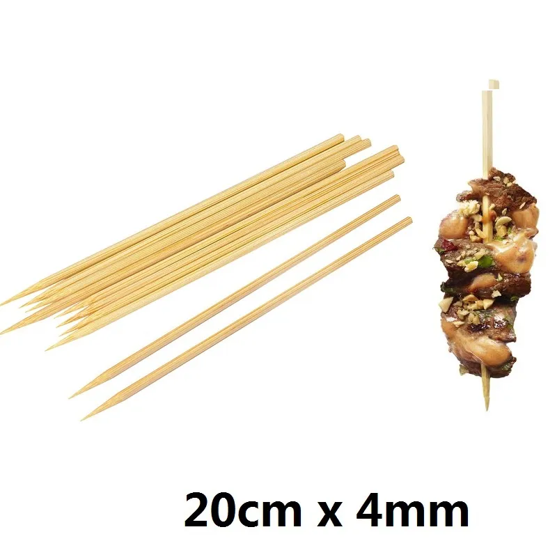 100 stcs bamboe spiesjes wegwerp houten barbecue grill matten candy appel stick barbecue spies spiesbalk restaurantgerei 20 cm x4 mm